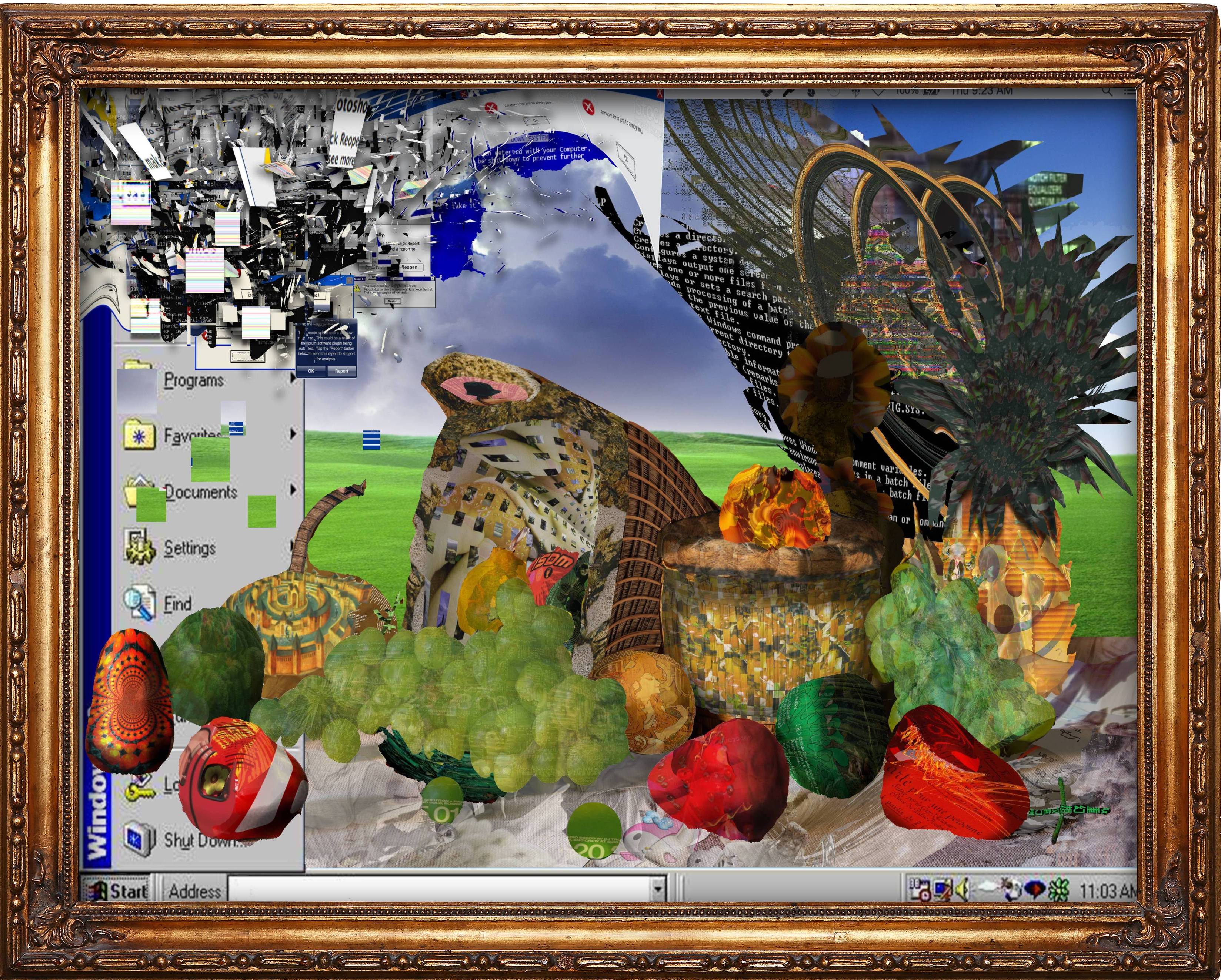 A still life in the style of the windows 95 desktop graphical user interface. 